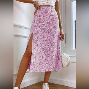 Pink floral midi skirt
